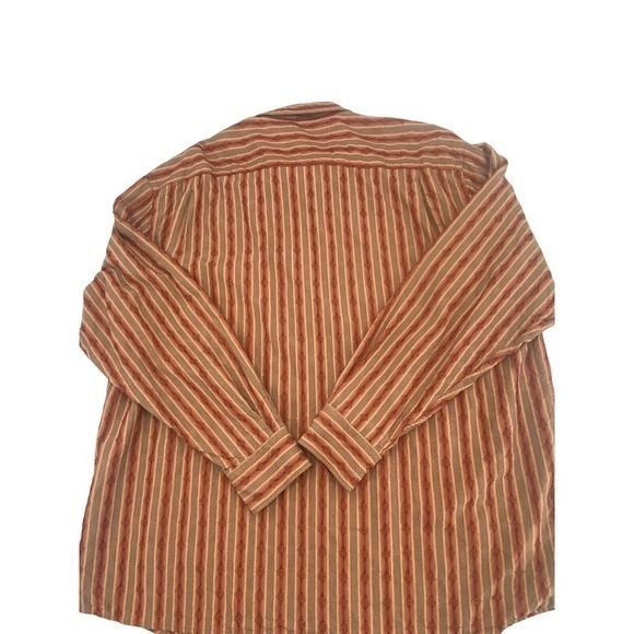 Tommy Bahama 100% Silk Shirt Burnt Orange / Tan Stripes Long Sleeves Men’s XXL - Picture 3 of 13